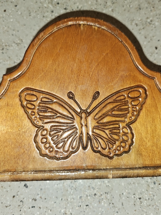 Handmade Other - Handcrafted Vintage Brown Butterly Wood Napkin Holder